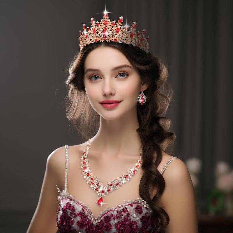 Kamirola Tiaras and Crowns for Women,Tiaras Earrings Necklace, Crystal Bridal Jewelry Set, Costume Party Halloween Prom Pageant Jewelry for Women (TR28) - Image 5